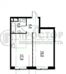 1-комнатная квартира, 46.3 м² - фото 13