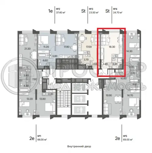 Студия, 24.7 м² - фото 2