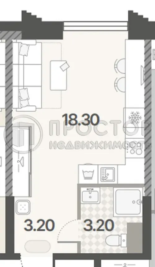 Студия, 24.7 м² - фото 3