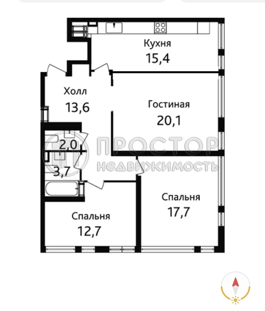 3-комнатная квартира, 83.7 м² - фото 52