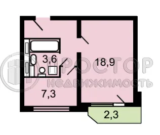 1-комнатная квартира, 39 м² - фото 18