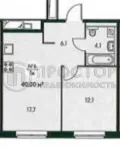 1-комнатная квартира, 40 м² - фото 27
