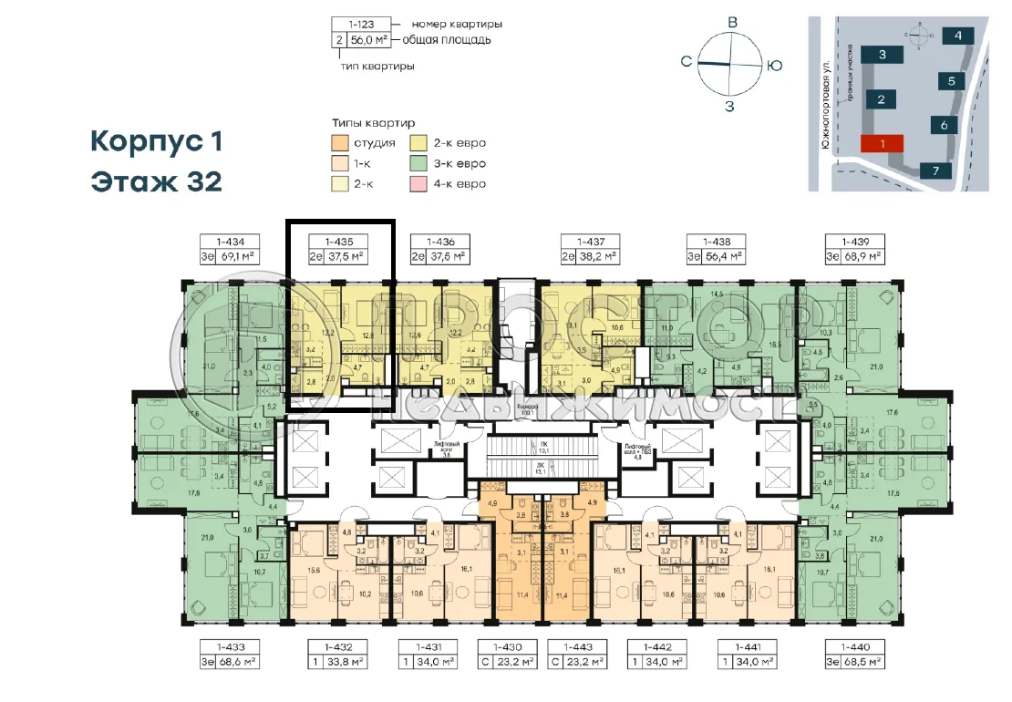 1-комнатная квартира, 37.5 м² - фото 2