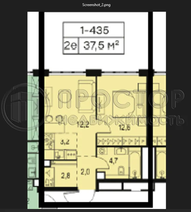 1-комнатная квартира, 37.5 м² - фото 10