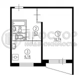 1-комнатная квартира, 32.3 м² - фото 37