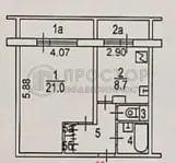 1-комнатная квартира, 39.5 м² - фото 19