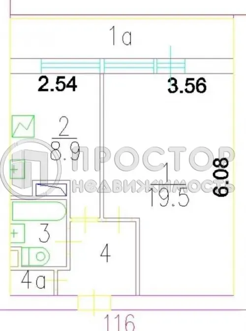 1-комнатная квартира, 37.1 м² - фото 27