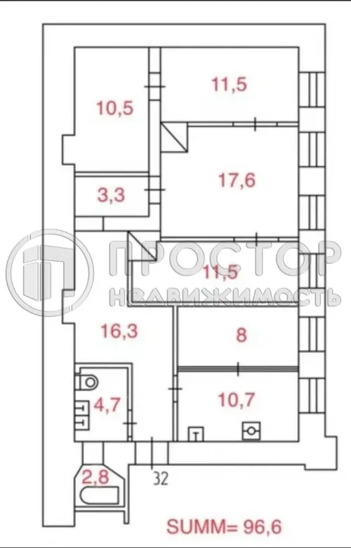 4-комнатная квартира, 96.6 м² - фото 23