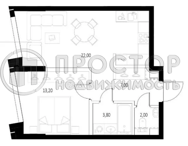 2-комнатная квартира, 48 м² - фото 2