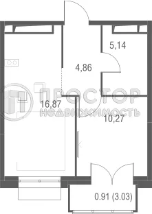 2-комнатная квартира, 39 м² - фото 8