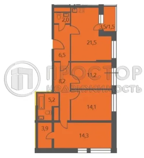 3-комнатная квартира, 88.5 м² - фото 12