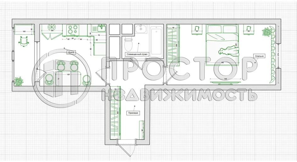 1-комнатная квартира, 44.4 м² - фото 36