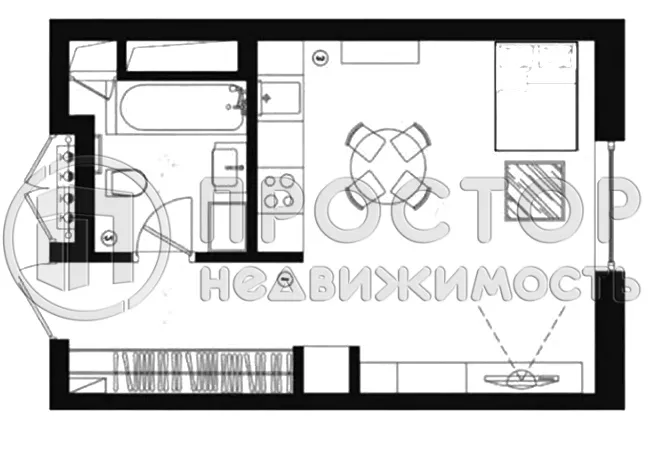 1-комнатная квартира, 28.8 м² - фото 25