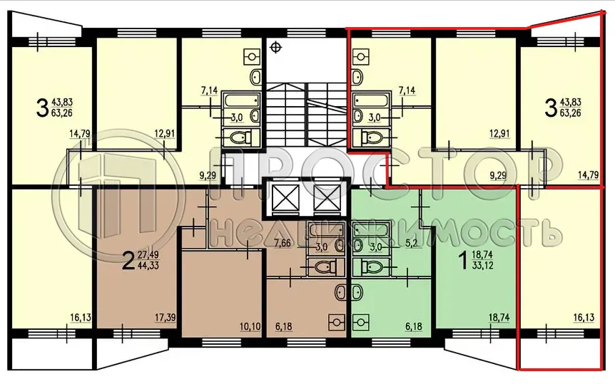 3-комнатная квартира, 67 м² - фото 25