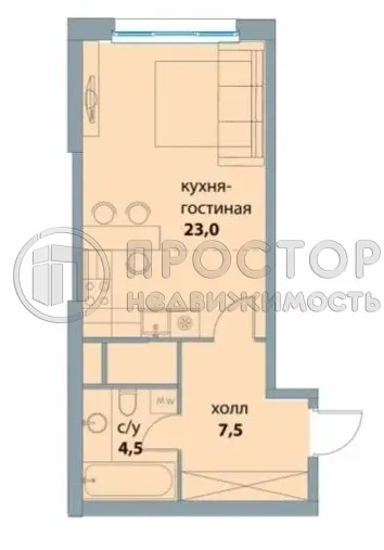 Студия, 35.1 м² - фото 26