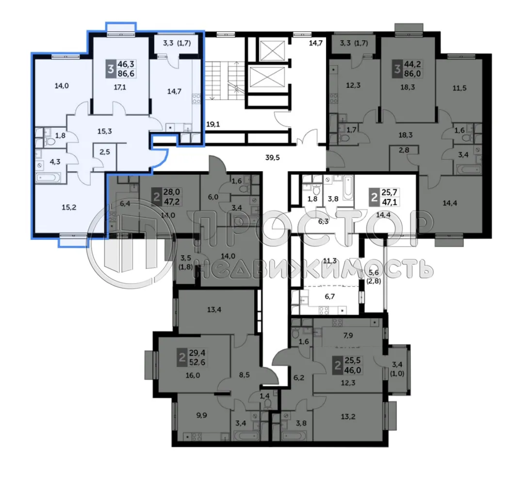 3-комнатная квартира, 86 м² - фото 6