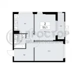 2-комнатная квартира, 53.1 м² - фото 29
