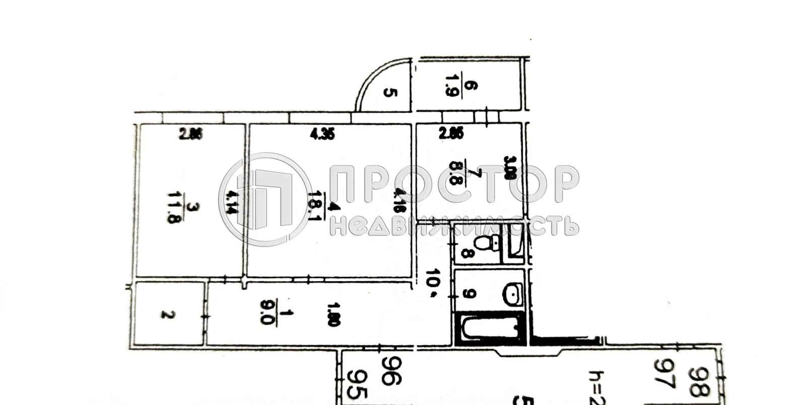 2-комнатная квартира, 56.9 м² - фото 20