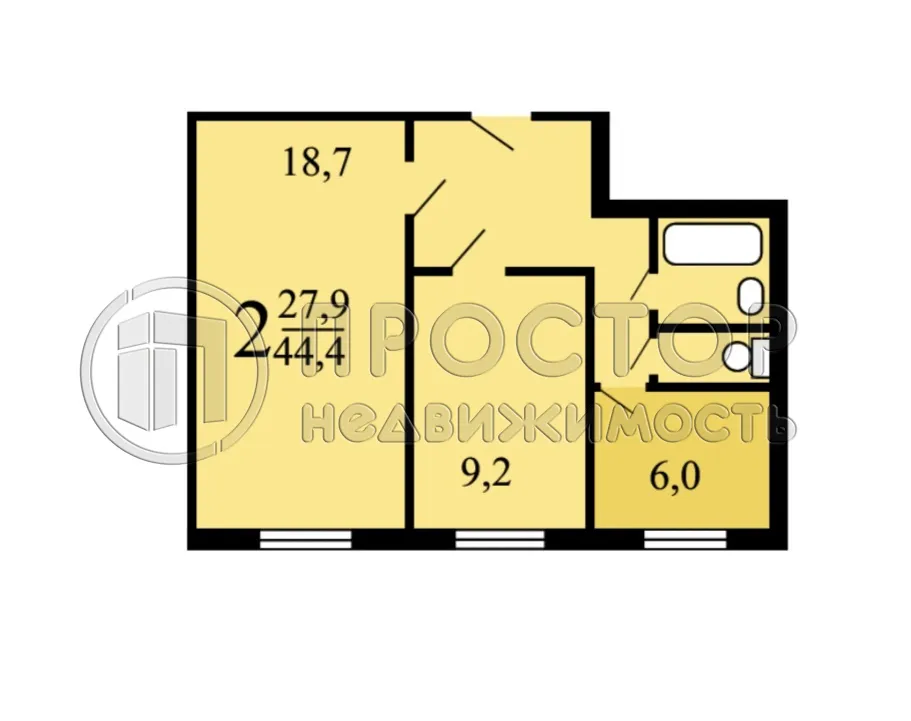 2-комнатная квартира, 44.4 м² - фото 18