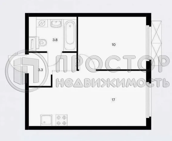 1-комнатная квартира, 32.2 м² - фото 21