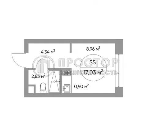 Студия, 17.03 м² - фото 11