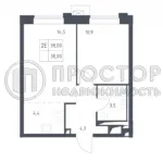2-комнатная квартира, 38 м² - фото 12