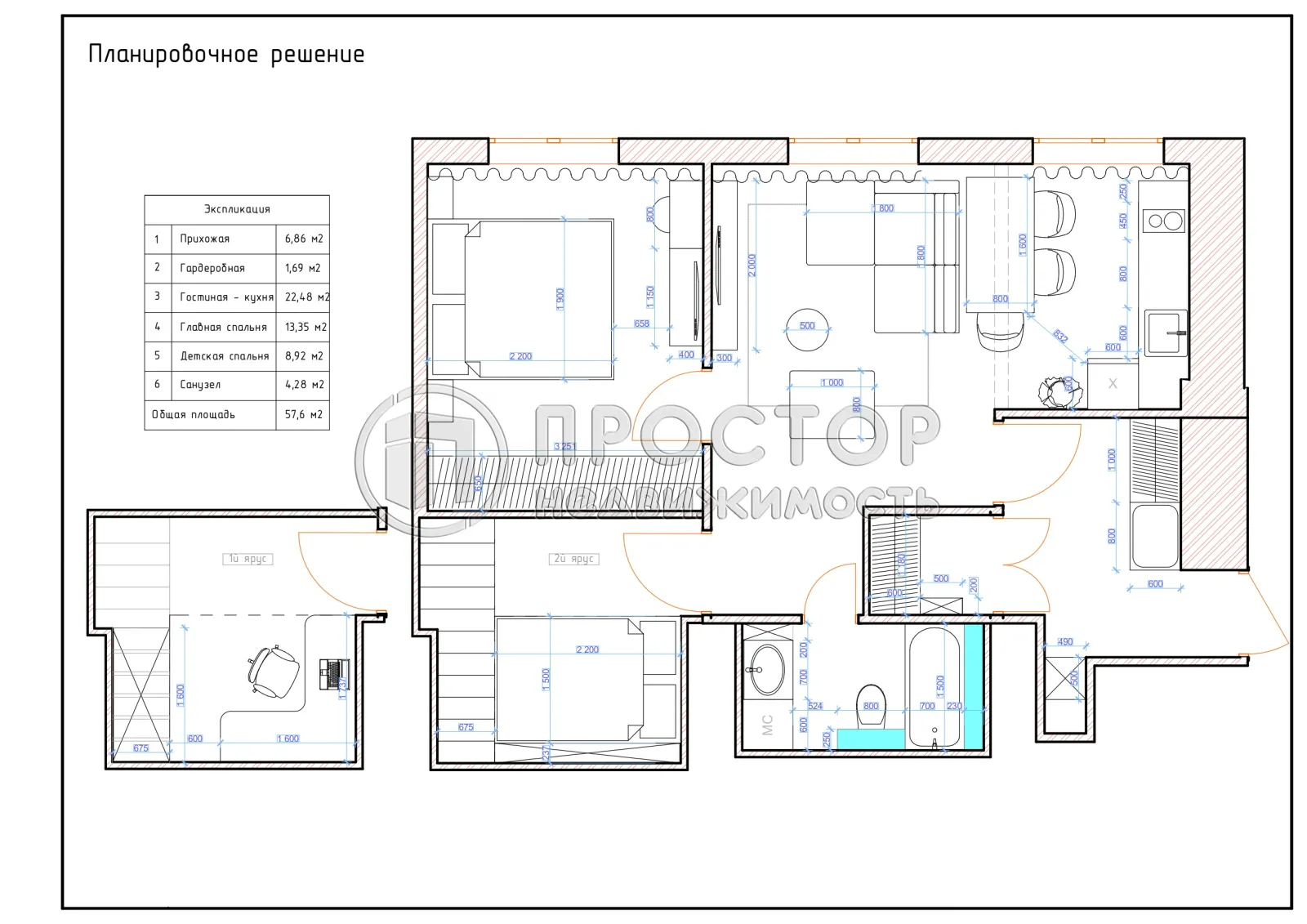 2-комнатная квартира, 57.8 м² - фото 40