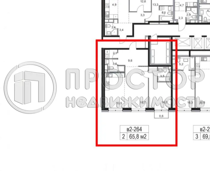 2-комнатная квартира, 66 м² - фото 22