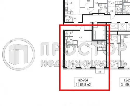 2-комнатная квартира, 66 м² - фото 22