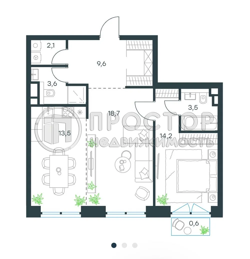 2-комнатная квартира, 66 м² - фото 20