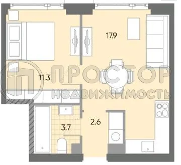 2-комнатная квартира, 35.5 м² - фото 23