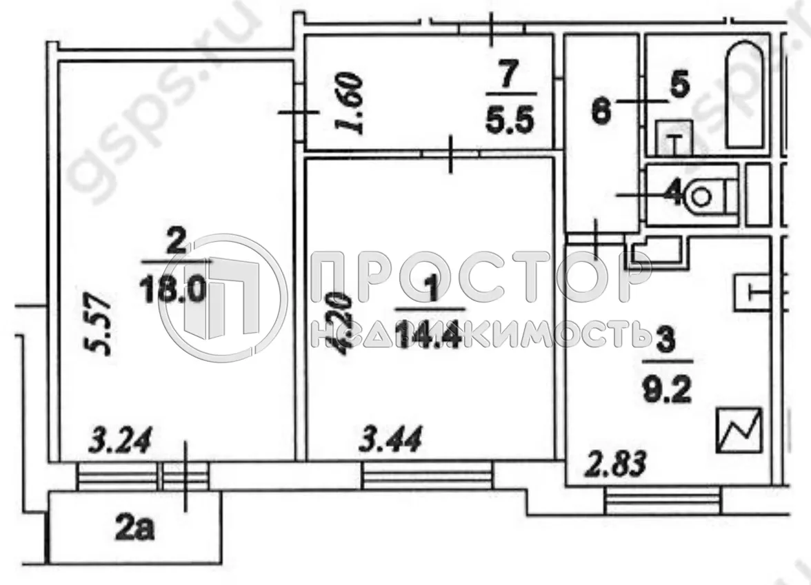 2-комнатная квартира, 54.4 м² - фото 13