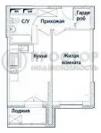 1-комнатная квартира, 40 м² - фото 19