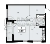 2-комнатная квартира, 53 м² - фото 17