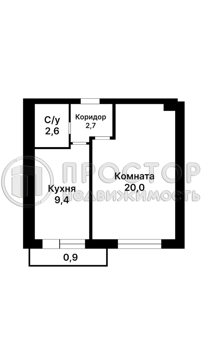 1-комнатная квартира, 35.2 м² - фото 15