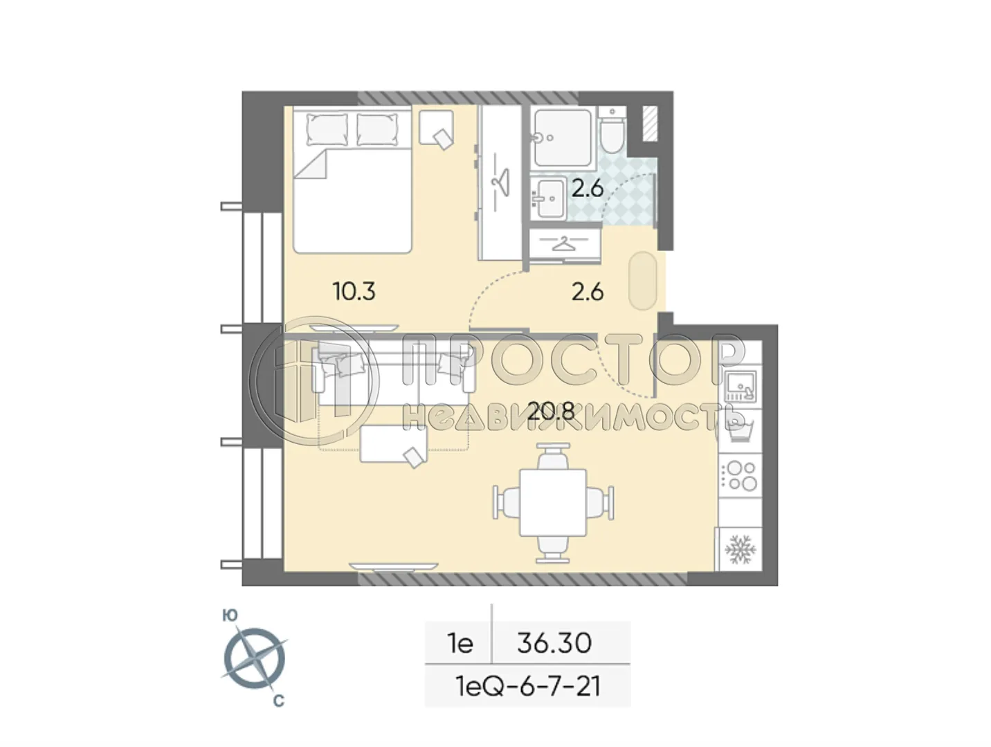 2-комнатная квартира, 36.3 м² - фото 14