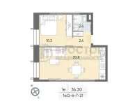 2-комнатная квартира, 36.3 м² - фото 27