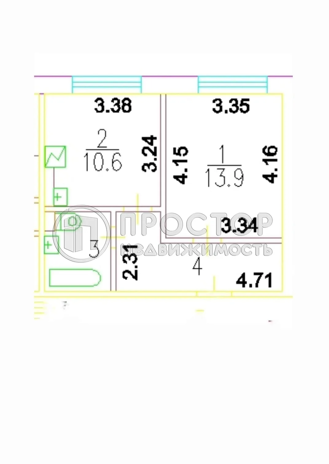 1-комнатная квартира, 36 м² - фото 23