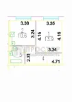 1-комнатная квартира, 36 м² - фото 45