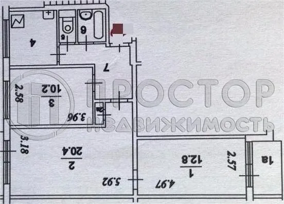 3-комнатная квартира, 58.7 м² - фото 21