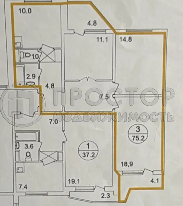 3-комнатная квартира, 75.2 м² - фото 37
