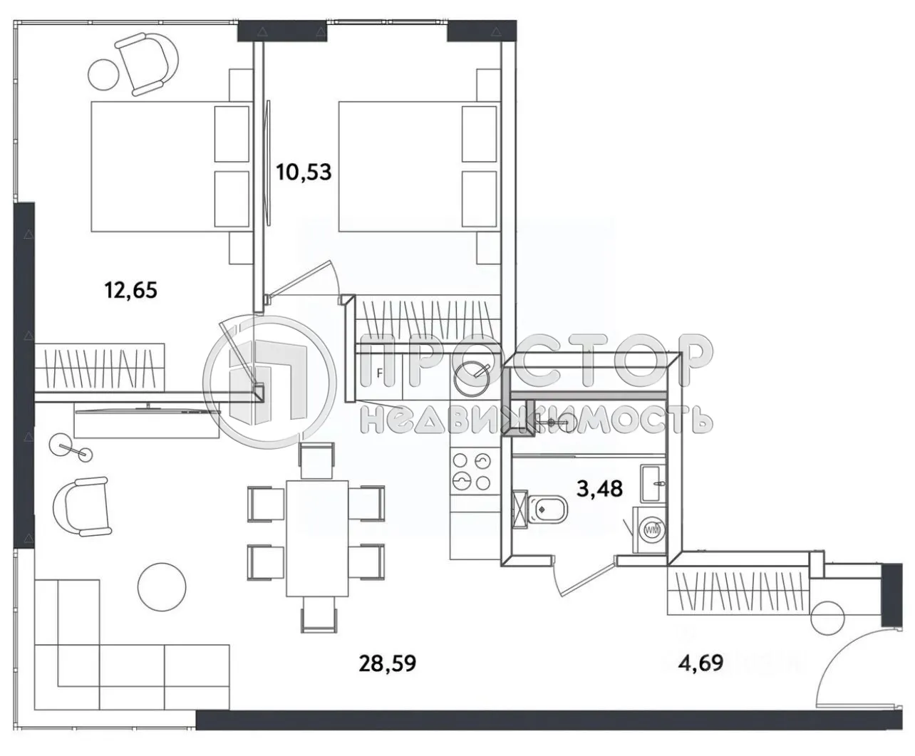 3-комнатная квартира, 58.6 м² - фото 15