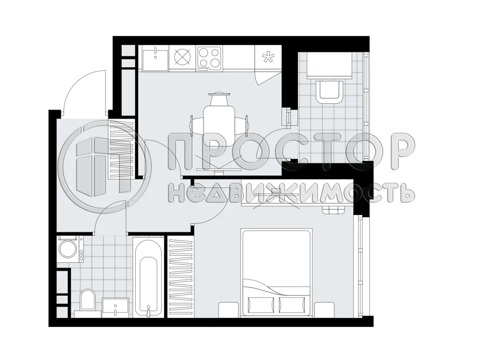 1-комнатная квартира, 33.7 м² - фото 13