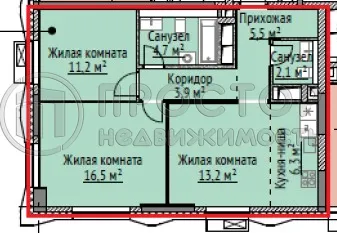 3-комнатная квартира, 63.4 м² - фото 7