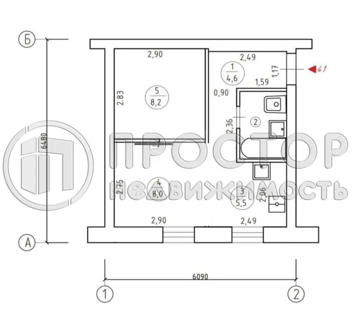 1-комнатная квартира, 30.1 м² - фото 20