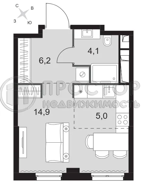 Студия, 30.2 м² - фото 9