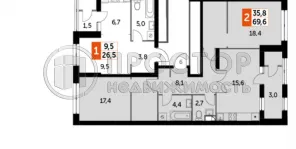 2-комнатная квартира, 69.6 м² - фото 25