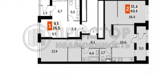 2-комнатная квартира, 69.6 м² - фото 15