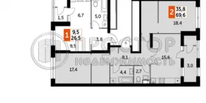 2-комнатная квартира, 69.6 м² - фото 32