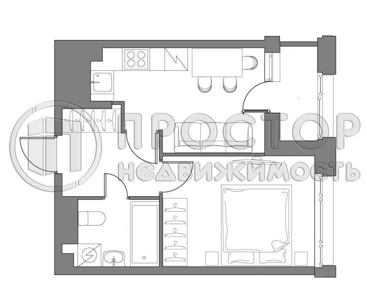 1-комнатная квартира, 31.7 м² - фото 9